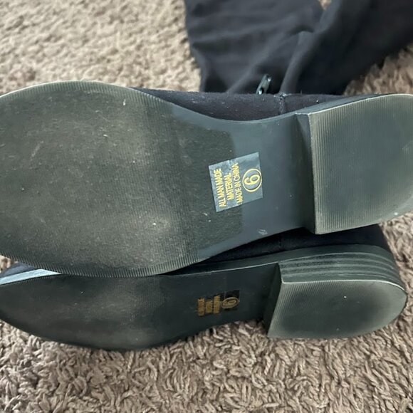 SODA Black Microsuede Stretch Over The Knee Boots Size 6 - Picture 9 of 9